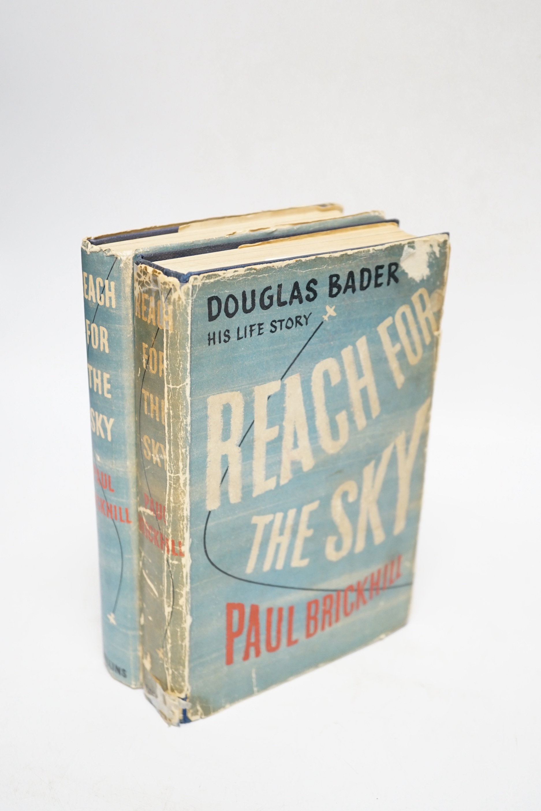 Two copies of Reach for the Skies by P Brickhill, one autographed by Douglas Bader, pub. 1954
